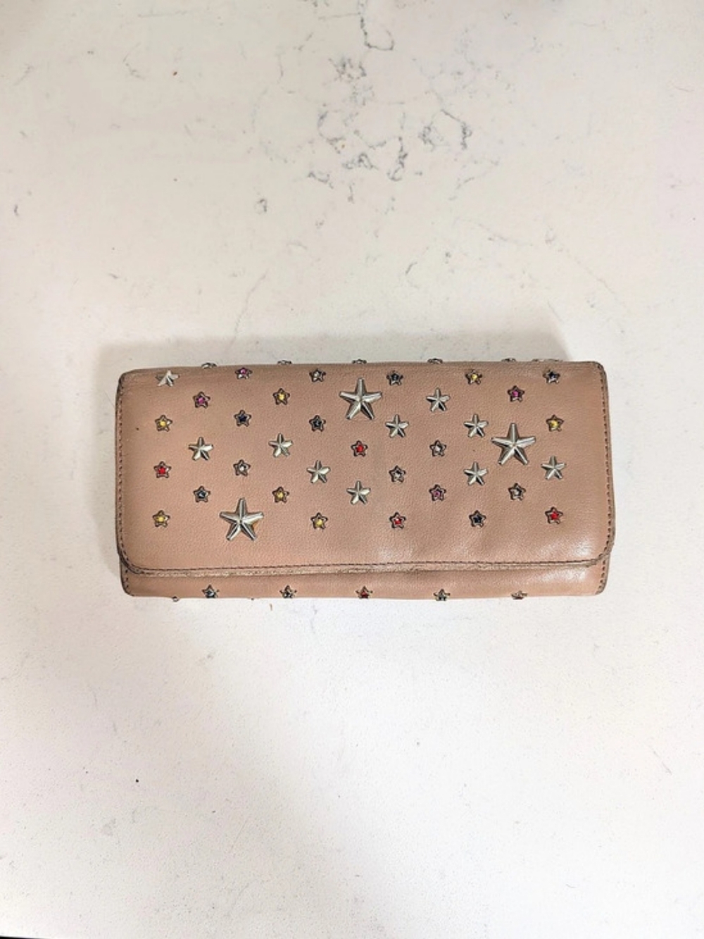 Jimmy Choo Nino Crystal Star Studded Leather Long Wallet
